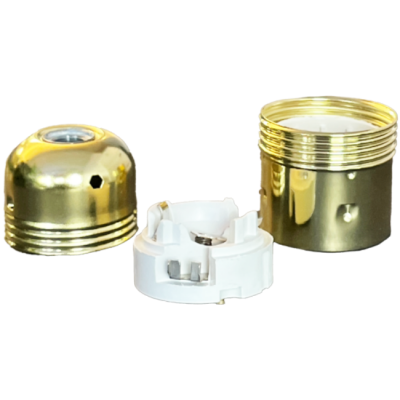 Metallfassung E27 mit Erde glatt vermessingt