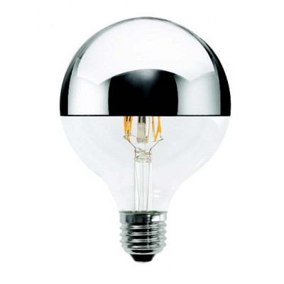 LED Filament Globo E27 Dim. verspiegelt silber