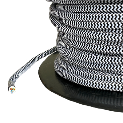 Textilkabel TDLR 3x0.75mm2 weiss/schwarz 50m