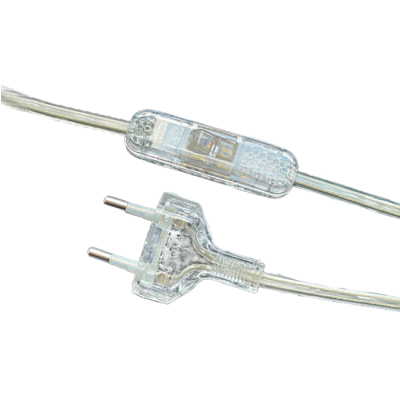 Zuleitung Tdlf 2x0.75mm2 mit Eurostecker und Zwischenschalter transparent 200cm
