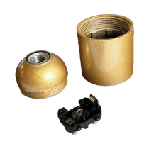 Lampenfassung E27 glatt gold mit Erdklemme