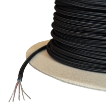 Kabel FEP/PVC 5x0.75 Textilummantelung Polyester Ø6.75mm schwarz 100m