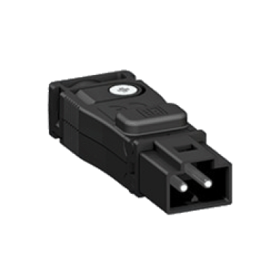 Verbindungsstecker 2-pol. mit Zugentlaster schwarz