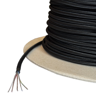 Kabel FEP/PVC 5x0.75 Textilummantelung Polyester Ø6.75mm schwarz Zuschnitt/m