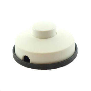White foot pedal switch mounted with white button