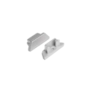 Set of square end caps without hole, silver