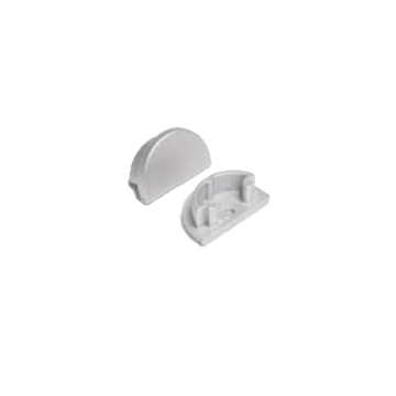 Set of half-round end caps without hole, silver