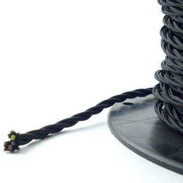 Textile cable TDLR 3X0.75MM2 twisted black 50m