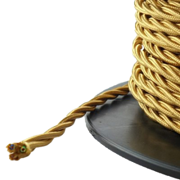 Textilkabel TDLR 3X0.75MM2 verdrillt gold 50m