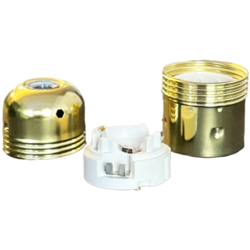 Metallfassung E27 mit Erde glatt vermessingt