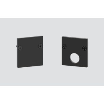 Plastic end cap with hole for black rail