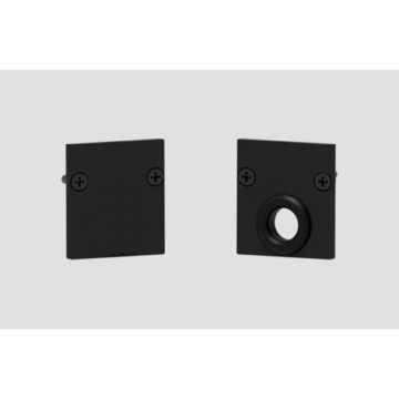 Metal end cap with hole for white rail