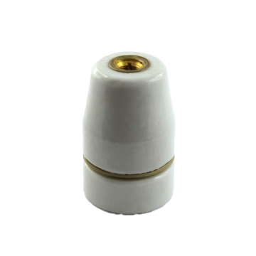 Porzellanfassung B22 3-teilig glasiert mit Metallnippel M10x1