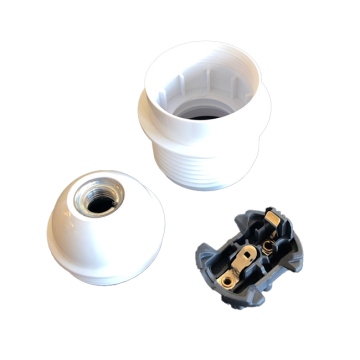 Lampenfassung E27 Thermoplast mit Anschlag weiss montiert