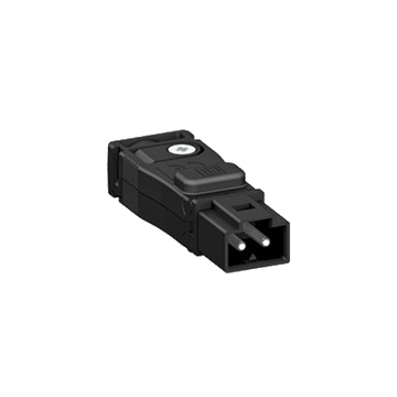 2-pin connector with black strain relief