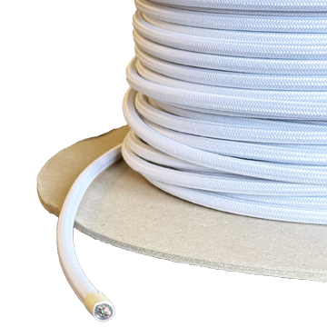 Cable FEP/PVC 5x0.75 textile coating polyester Ø6.75mm white 100m