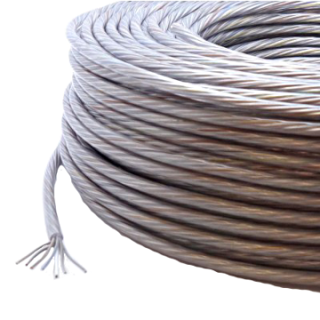 Cable round 6x0.75mm2 transparent with steel core Ø6.9mm cut/m