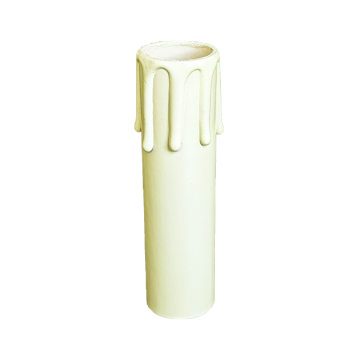 Candle sleeve for E14 candle holder length 100mm ivory painted with drops