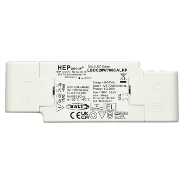 Convertisseur LED 125-700mA 1,2-20W DALI2 Push dimmable
