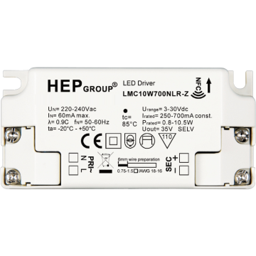 LED Driver NFC 250-700mA 0.8-10.5W