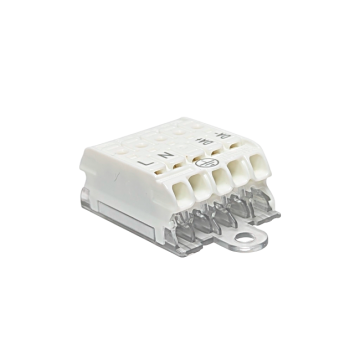 Leuchtenklemme 5-polig mit Erdungsbügel (L N ERDE DA+ DA-)