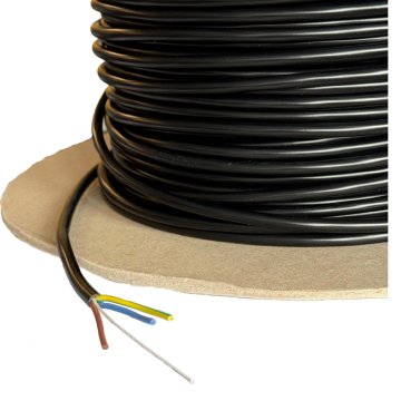 Cable round 3x0.75mm2 black with steel core Ø6.5mm cut/m