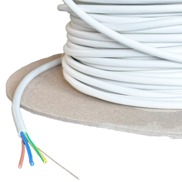 Cable round 3x0.75mm2 white with steel core Ø6.5mm cut/m
